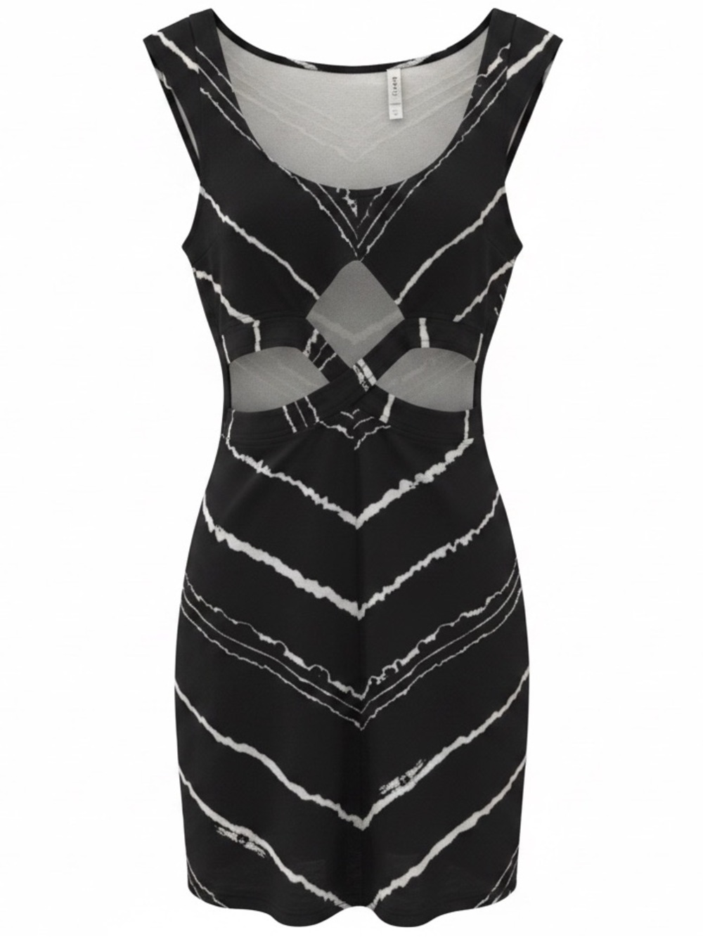 RVCA Black & White Chevron Cut-Out Mini Dress - Size Small